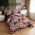 thumbnail image 2 of Manfei Retro Football Twin Bedding, Countryside Camo Rugby Bedding Comforter Set, Green Red, Black Reversible, 7 Pieces, 2 of 6