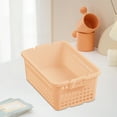 thumbnail image 3 of Oggfader Medium Pink Plastic Storage Basket with Handles - Stackable Organizer for Kitchen, Snacks, Toys, Home Cabinet, Medium Size, 3 of 6
