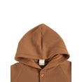 thumbnail image 5 of Franhais Newborn Baby's Solid One-piece Rompe, Long Sleeve Front Single Breasted Hooded Bodysuit with Two Front Pockets, 5 of 7