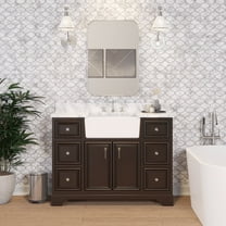 Zelda 48" Farmhouse Bathroom Vanity with Chocolate Cabinet and Carrara Marble Top