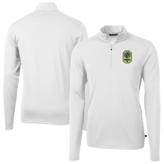 Men's-Cutter & Buck  White Nashville SC Big & Tall Virtue Eco Pique Recycled Quarter-Zip Pullover Top