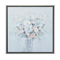 24" x 24" Handmade Bouquet Floral Framed Wall Art with Silver Frame, by DecMode