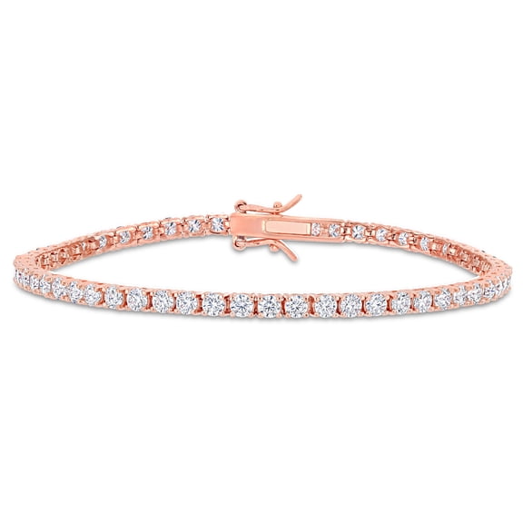 Everly Women's 5 1/10ct DEW Created Moissanite Rose Gold Plated Sterling Silver Tennis Bracelet