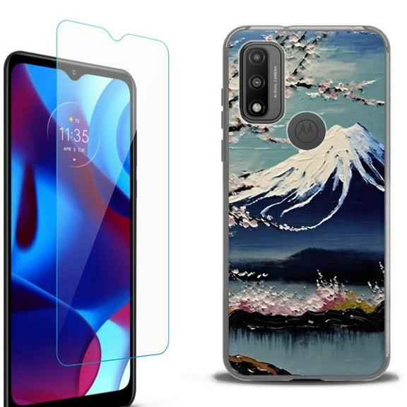 Slim-Fit Fashion Phone Case for Motorola Moto G Pure, with Tempered Glass Screen Protector, by OneToughShield ® - Fuji Blossom