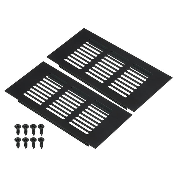 Cubierta de ventilación rectangular, cubierta de rejilla de ventilación con louver y tornillos de montaje para puerta de armario, negra 6 x 3 pulgadas