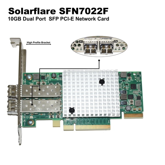 Pre-Owned Solarflare DualPort 10GbE SFP+ PCIe 3.0 High Profile Network Adapter SFN7022F