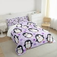 thumbnail image 3 of Manfei Cute Penguin Print Queen Comforter Set, Kawaii Cartoon Love Heart Bedding Comforter Set, Teen Boy Girl Kid Bedding Set, Ultra Soft Home Decor, 3pcs, 3 of 8