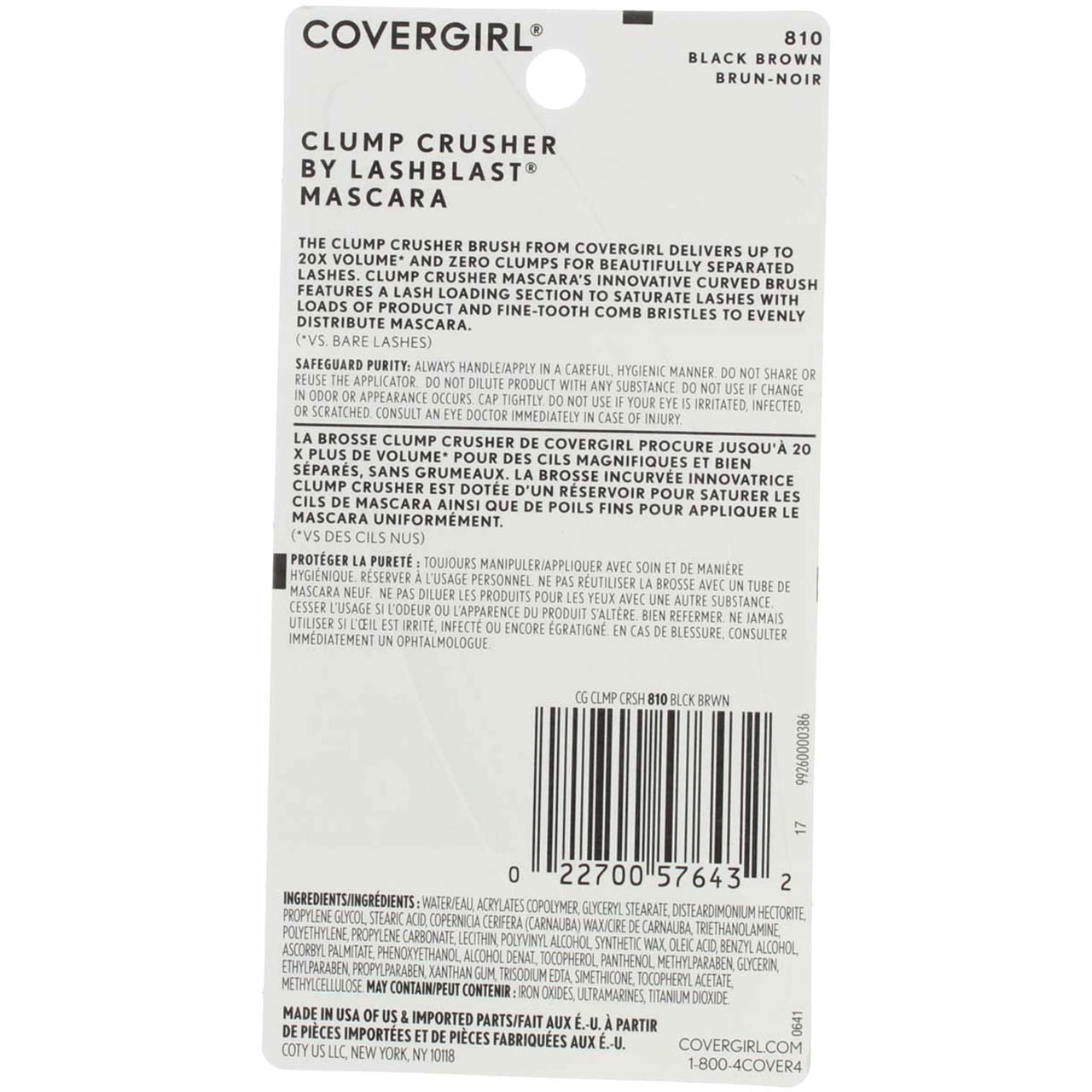 CoverGirl Clump Crusher Mascara By Lashblast, Black Brown [810] 0.44 oz (Pack of 4)