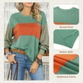 thumbnail image 5 of SWQZVT Long Sleeve Tops Oversized Round Crew Neck Casual Color Block Womens Shirts Blouses, 5 of 6