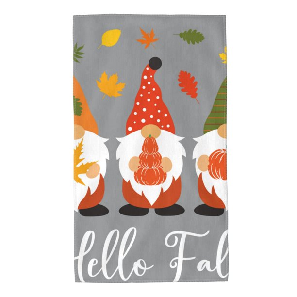 Fotbe Hello Fall Gnomes Toalla Premium con Patrón, Toalla de Microfibra de Secado Rápido, Ligera y Altamente Absorbente (27.5x16in), Ideal para Uso Diario