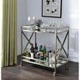 thumbnail image 2 of 5mm Mirror Top & Shelf Serving Cart in Antique Gold / Useful for Restaurant Service with Open Compartments, 2 of 5