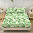 thumbnail image 2 of COEQINE Sheet Twin Size Soft Breathable Fitted Sheet with 2 Pillowcases, Wrinkle Free Fade Resistant Easy Care Bedsheet for for Twin Size Bed for St. Patrick's Day, Glitter Green Clover, 2 of 5