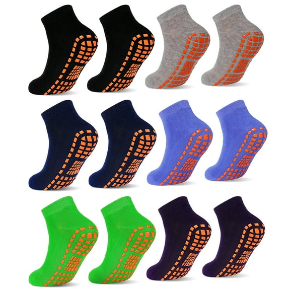 Kid's Cotton Anti Skid Trampoline Socks, Multicolor (6)