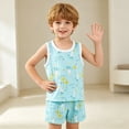 thumbnail image 6 of YHAJDS Kid Boy Girl 2 Piece Sleepwear Set Cartoon Print Cotton Sleeveless Top Shorts Home Set, 6 of 8