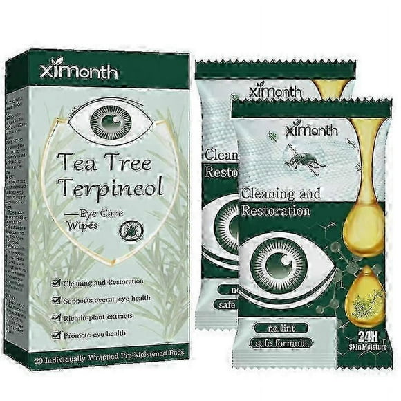 2boxes Tea Tree Oil Eyelid & Lash Wipes For Blepharitis Itchy & Stye Eyes Individually Wrapped Natural Eyelash Makeup Remover & Daily Cleanser