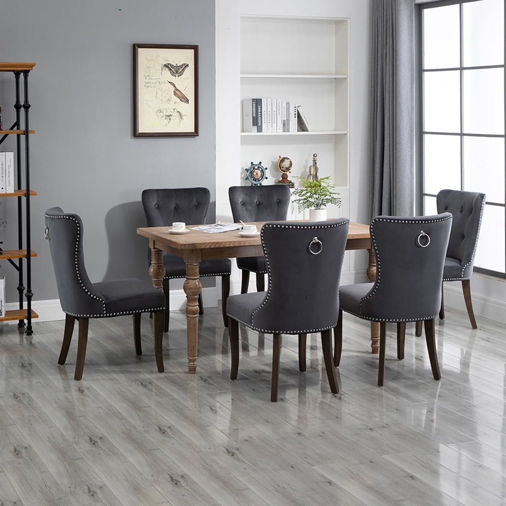 Kepooman Armless Upholstered Accent Dining Chairs, Set of 6, Gray Kepooman Armless Upholstered Accent Dining Chairs, Set of 6, Gray