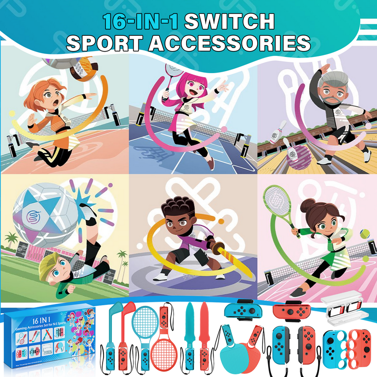 BRHE 16 in 1 Nintendo Switch Sports Accessories Kit, Adjustable