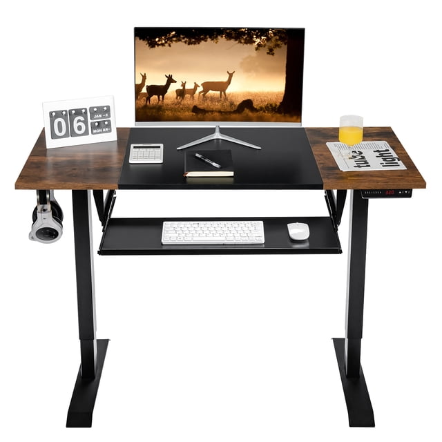 Costway 48" Electric Sit to Stand Desk Adjustable Workstation w/ Keyboard Tray