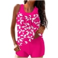 thumbnail image 2 of uublik Womens Swimwear Built in Bra Swimsuit Bathing Suit Modest Swim Top with Shorts Hot Pink, 2 of 5