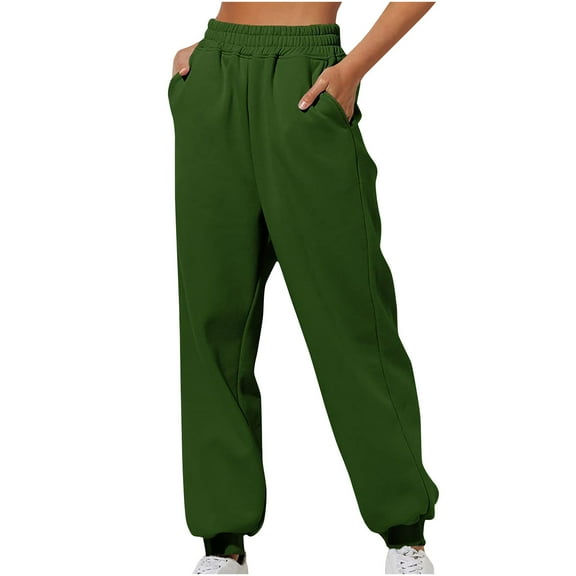 Fashion Ladies Workout Runnng Full Length Pants Save Big SMihono Tight Slim Fit Women Casual Trousers High Waist With Pockets Long Pants Army Green 4