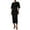 #363-Black, variant on AUNVITO Women's Slim Fit Casual Long Sleeve Button Detail Dress with Side Slit, Solid Color Round Neck Twill Midaxi Dress for Daily Wear