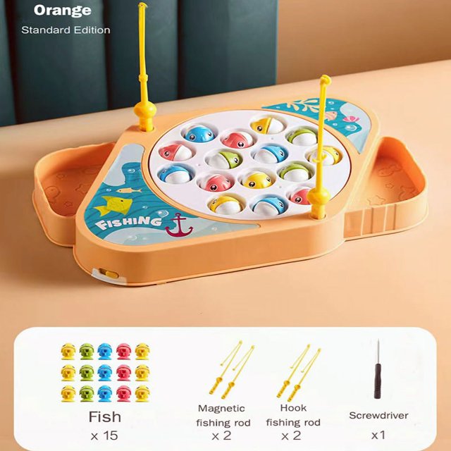 Kids Electric Musical Rotating Fishing Toy Magnetic Fishing Game Simulation Fishing Experience Boy Girl Toy Game Gift For Kids