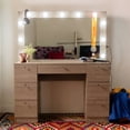 thumbnail image 2 of Ember Interiors Tammy Modern Large Greige Makeup Vanity Desk with Built-in Lights and Power Outlet, 2 of 12
