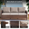 thumbnail image 5 of Bellefurn Patio 3-Seat Sofa Outdoor Wicker Couch with Sofa Cover Waterproof Set,All-Weather Wicker Rattan Deep Seat Couch for Outdoor,Backyard,Red, 5 of 9