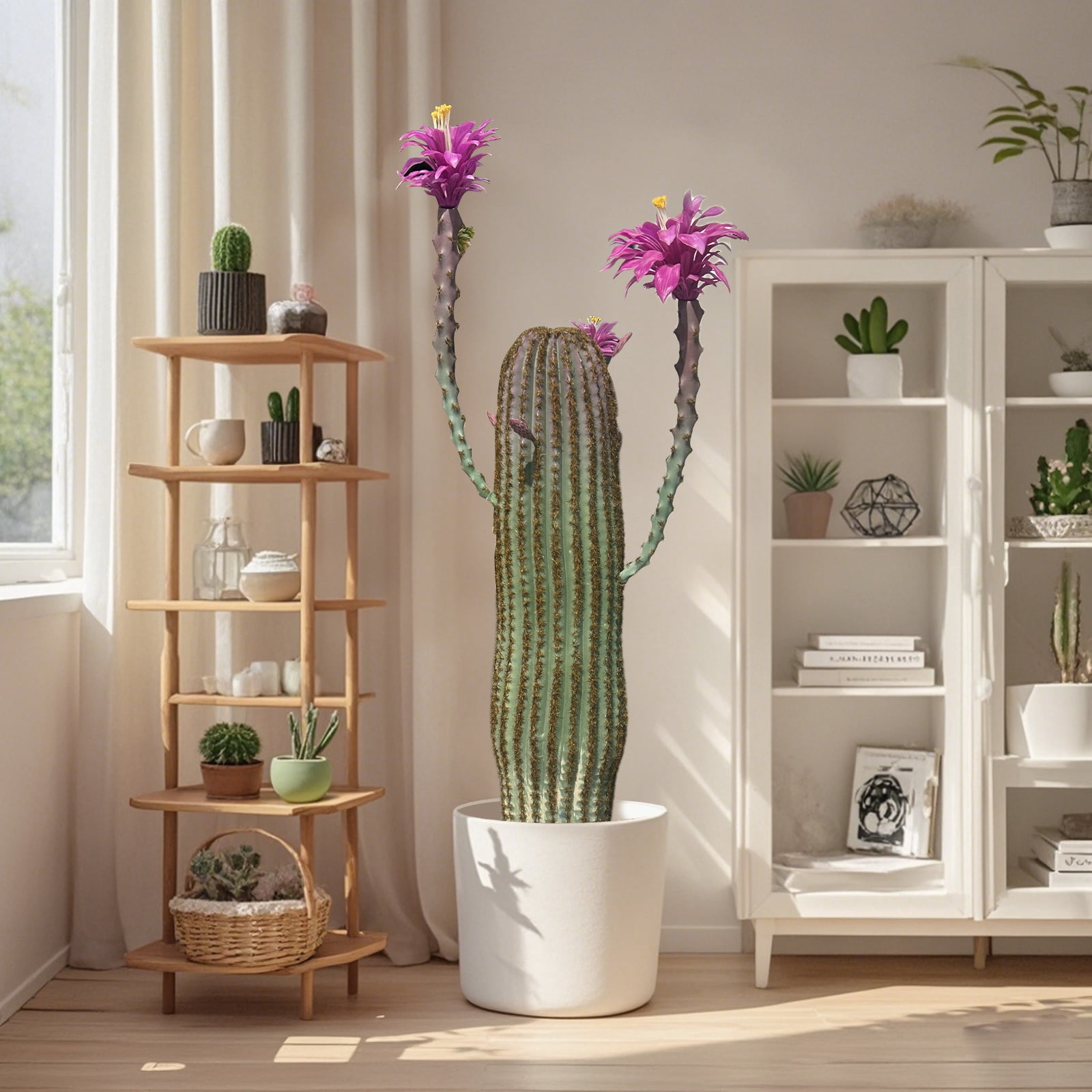 29.5” Tall Fake Cactus Plant Potted Large Cactus 'Old Man Cactus