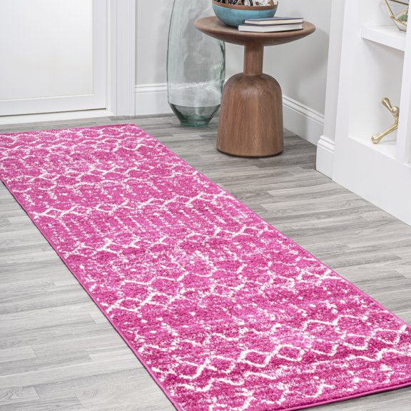 JONATHAN Y MOROCCAN HYPE 2 x 8 Runner Rug, Boho Vintage Diamond - Fuchsia/Ivory, MOH101G-28