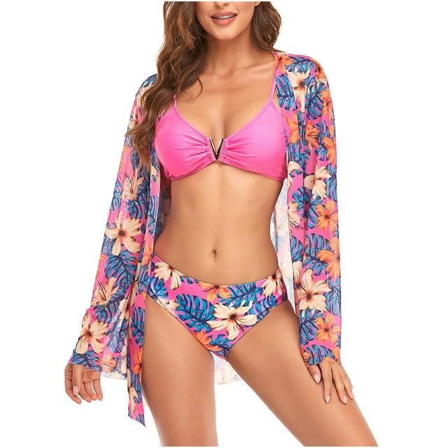 Elegante traje de baño dividido de tres piezas con estampado cómodo para mujer Mostrar cintura sin cables con almohadilla Conjunto de bikini cómodo sólido OAVQHLG3B Store lin121212