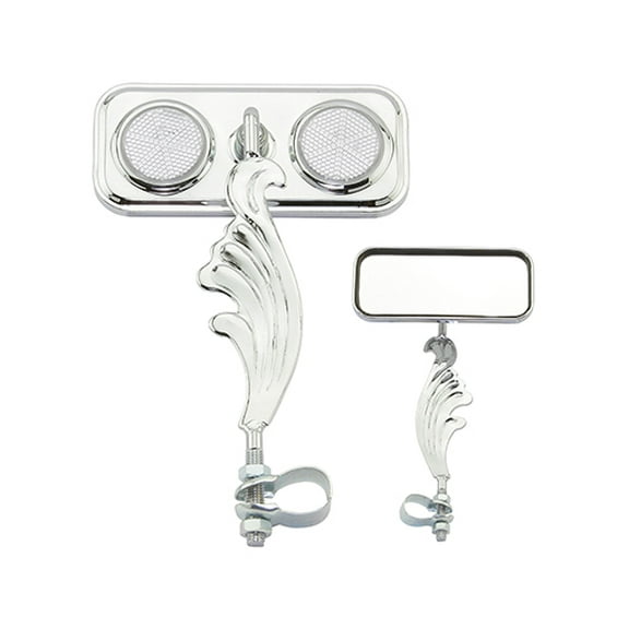 Chrome Rectangle Wing Bike Mirror Right with Clear Reflectors. Bike mirror, bicycle mirror, bike accessory, bicycle accessory.