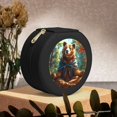 thumbnail image 6 of Yiaed Maple Meditating Bear Print Travel Jewelry Case Bridesmaid Gift Boxes Jewelry Travel Organizer Small Round Jewelry Box Mini Storage-Black, 6 of 7