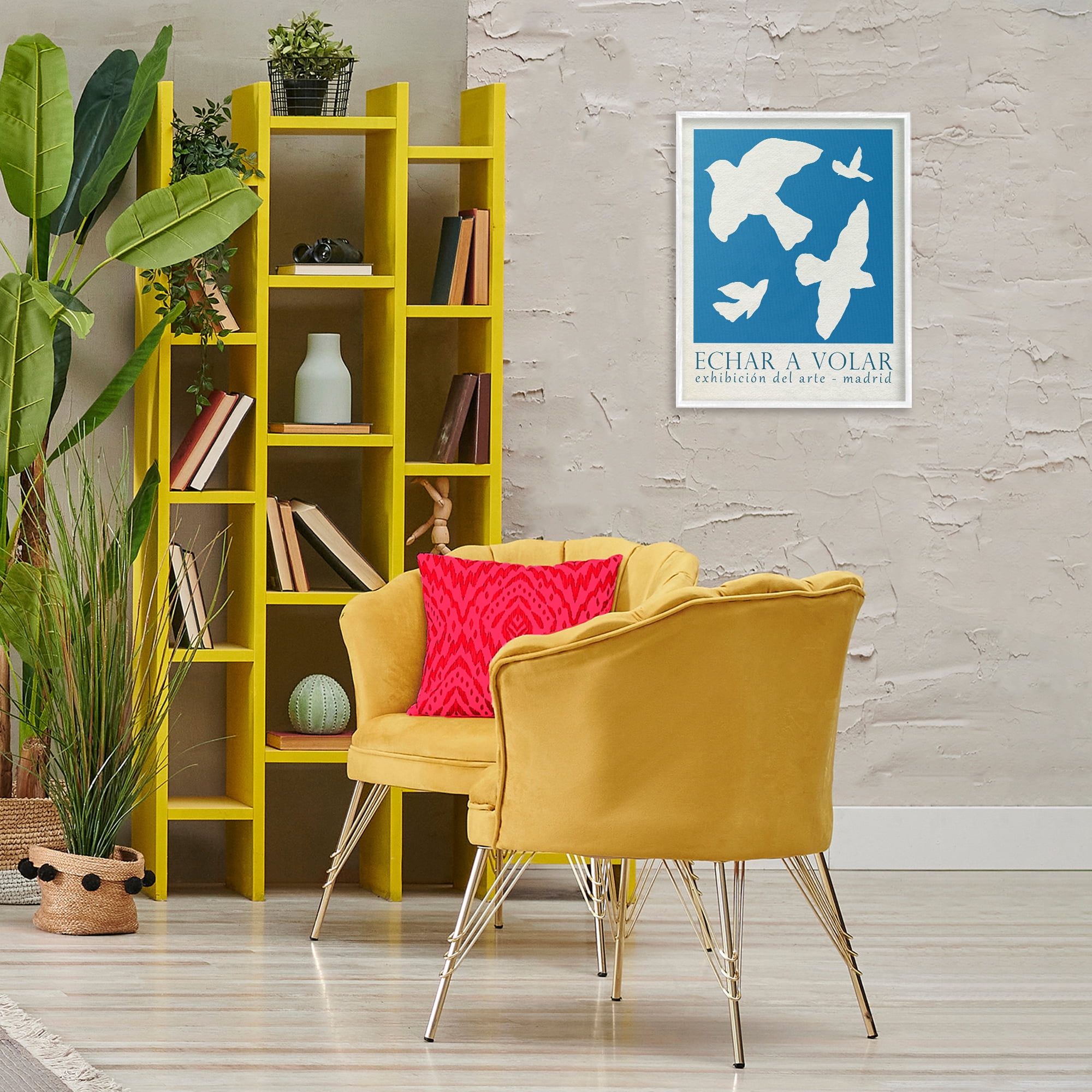 Stupell Industries Classic Exhibition Blue Birds Typography Painting White Framed Art Print Wall Art, 16 x 20