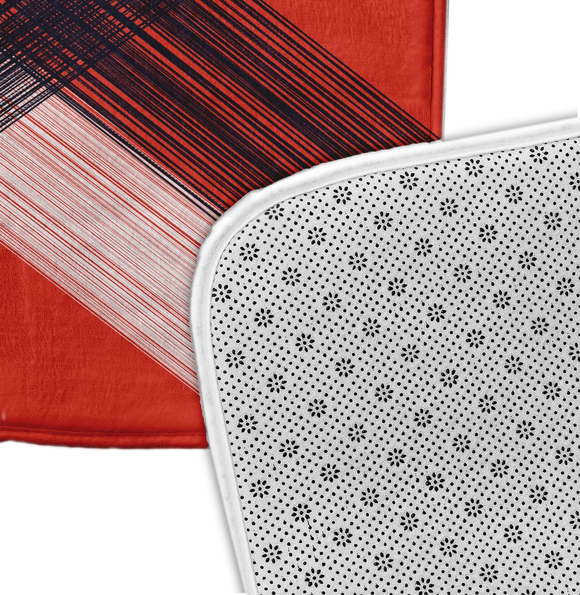 Simply Daisy Plaid Orange Polyester Bath Rug, 3' x 2'