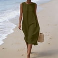 thumbnail image 5 of Bosfbaoi Women's Sleeveless Midi Dress, Loose Fit Casual Sundress with Pockets, Soft Breathable Solid Color Round Neck Tank Dress for Daily Summer Wear, 5 of 9