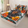 thumbnail image 2 of Homewish Vintage Pet Dog Zipper Twin Comforter Sets with Fitted Sheet and 2 Pillowcases,Watercolor Flowers Zipper Bedding Set,White Orange,Black Reversible,4pcs, 2 of 8