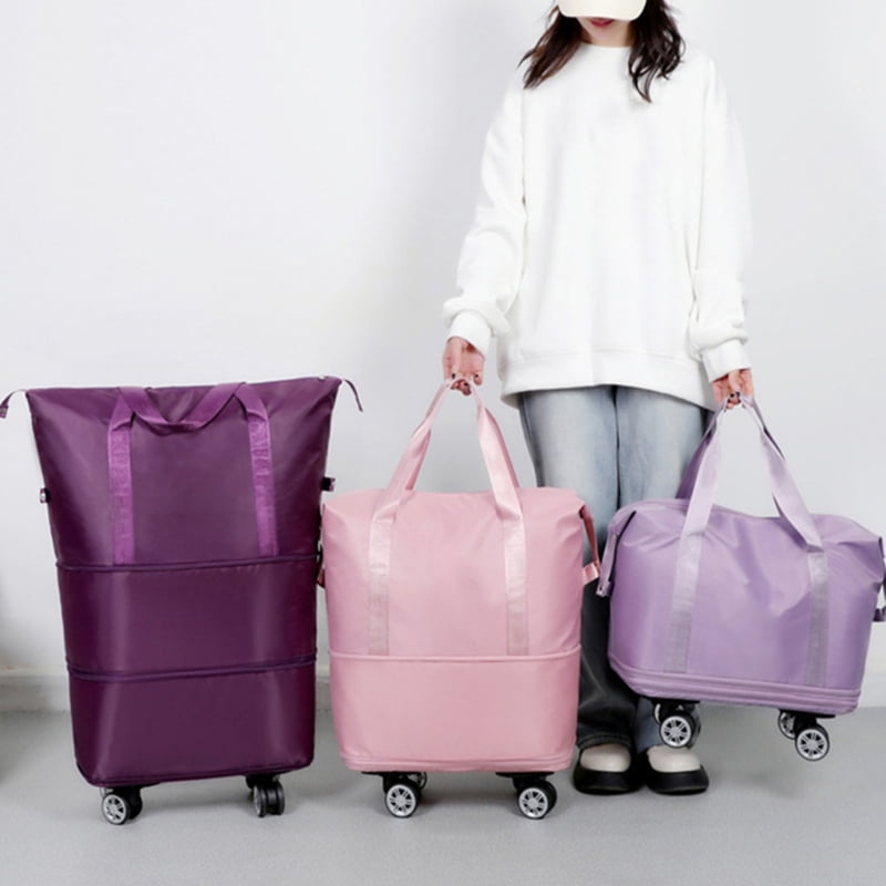Large Capacity Expandable Travel Bag with Wheels Detachable Rolling Luggage Bag
