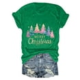 thumbnail image 4 of Duqingm Christmas T Shirts for Women Christmas Shirts for Women: Merry Christmas Printed Short Sleeve T-Shirts Xmas Holiday Tees Tops for Family Green,2XL, 4 of 6