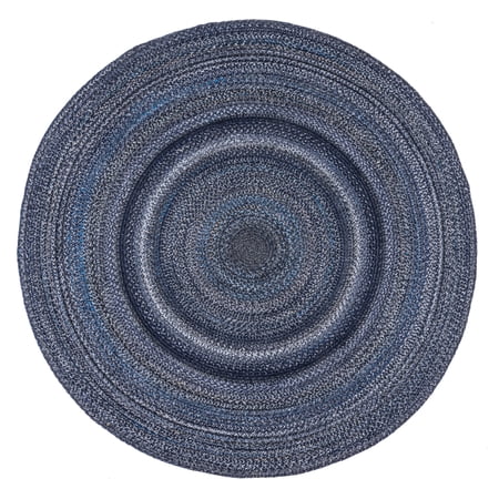 nuLOOM Kyla Handmade Braided Farmhouse Round Area Rug  3  x 5   Blue