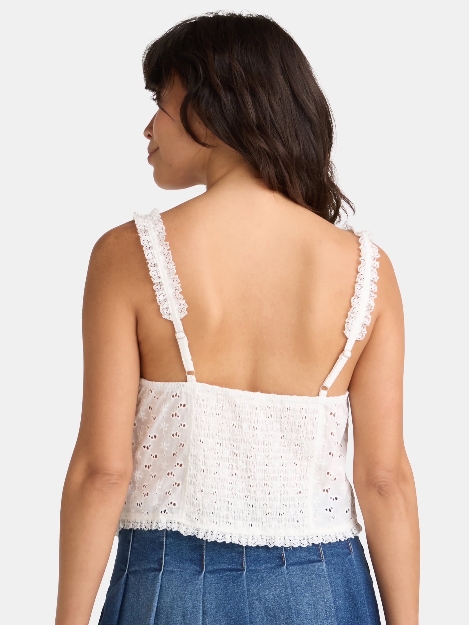 Madden NYC Women's Eyelet Tie Front Bustier Top, Sizes XXS-XXL