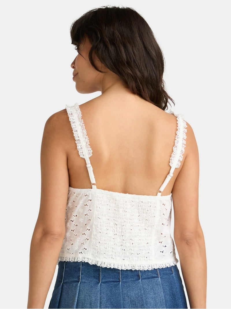 Madden NYC Women's Eyelet Tie Front Bustier Top, Sizes XXS-XXL