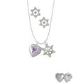 thumbnail image 2 of Delight Jewelry Silvertone Pink & Purple Butterfly Locket Silver tone Snowflake Charm Necklace and Stud Earrings, 2 of 4