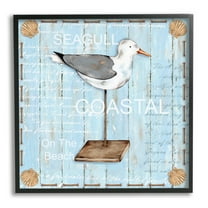 Stupell Industries Rustic Blue Seagull Animals & Insects Painting Black Framed Art Print Wall Art, 12 x 12