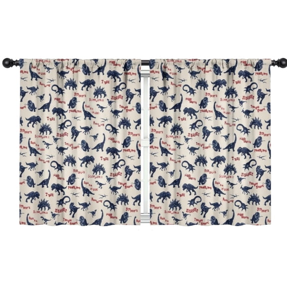 Blackout Kids Curtains,Beige Dinosaurs Text Pattern Childrens Insulated Curtains Set Of 2,Bedroom Essentials,Toddler Room Decor 42"x54"