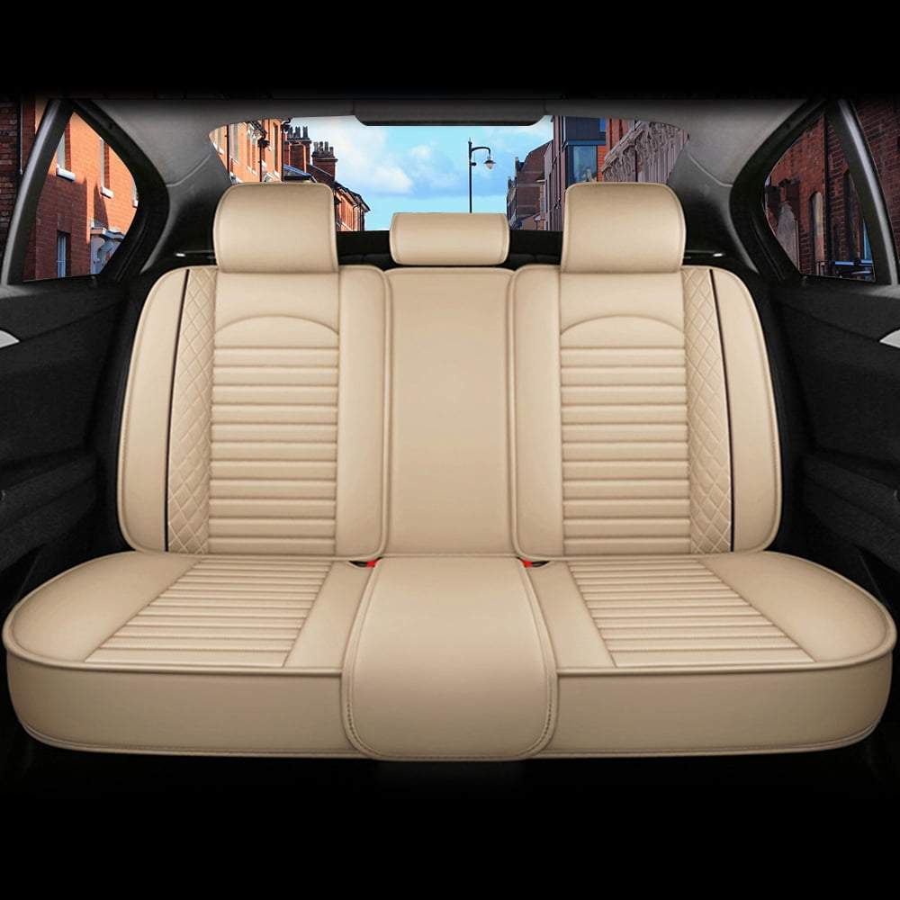 Aotiyer Full Set Car Seat Covers, Crown PU Leather Car Seat Cover Full Surround, Durable Comfortable Automotive Vehicle Cushion Cover Fit for Most 5 Seats Cars/SUV/Truck/Vans