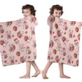thumbnail image 4 of Pink Cow Strawberry Pattern Hooded Bath Towel，50"x30" for Ages 3 To 12 Kids, Quick Dry Lightweight Soft Microfiber Hood Beach Towel Cover Up for Kids, 4 of 7