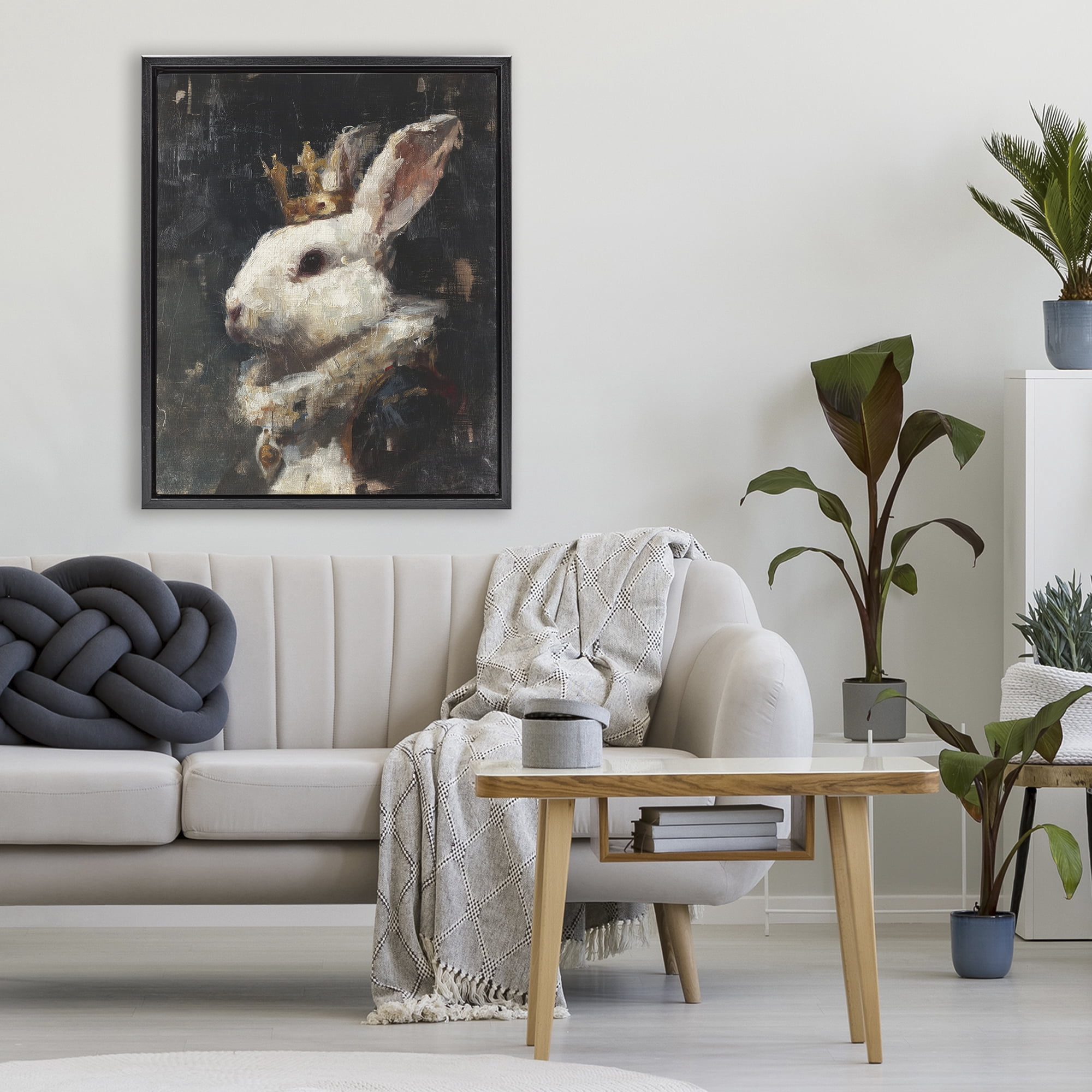 Stupell Industries Regal Monarch Rabbit Black Framed Floater Canvas Wall Art, design by Svetlana Aleynikova