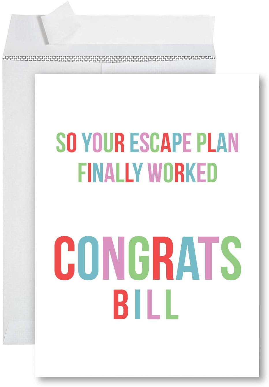 Koyal Wholesale So Your Escape Plan Finally Worked Congrats Funny Jumbo  Retirement Greeting Card with Envelope, 11'' x1\, image size:932x1338