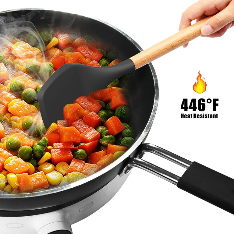 Silicone Kitchen Cooking Utensils, Heat-resistant Cooking Utensils Wooden  Handles, Non-stick Kitchen Gadgets, Including Scraper Spoons, Pizza Knives,  Kitchen Stuff Kitchen Accessories Home Kitchen Items - Temu